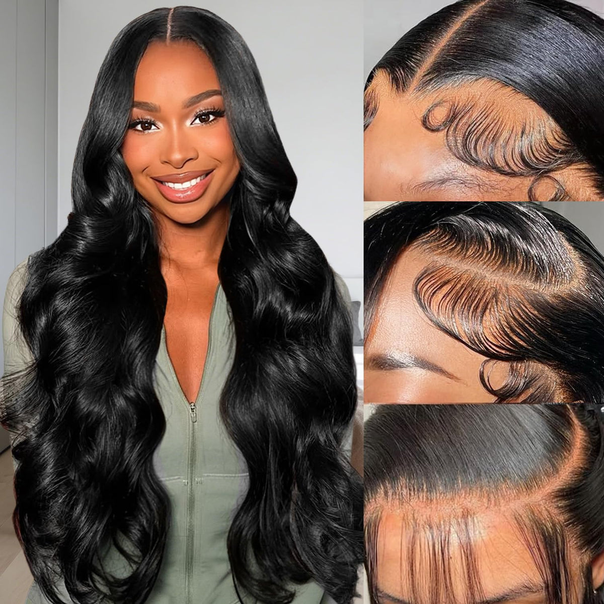 Body Wave Lace Front Wigs Human Hair Pre Plucked 13x6 Lace Front Wigs Human Hair HD Transparent Frontal Real 180% Density Glueless Wigs Virgin Human Hair with Baby Hair for Women Natural Black 28 Inch