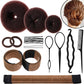 Bun Shaper Set with Donuts, Markers, Ponytail Tools, Bobby Pins, and Elastic Bands for Women and Kids