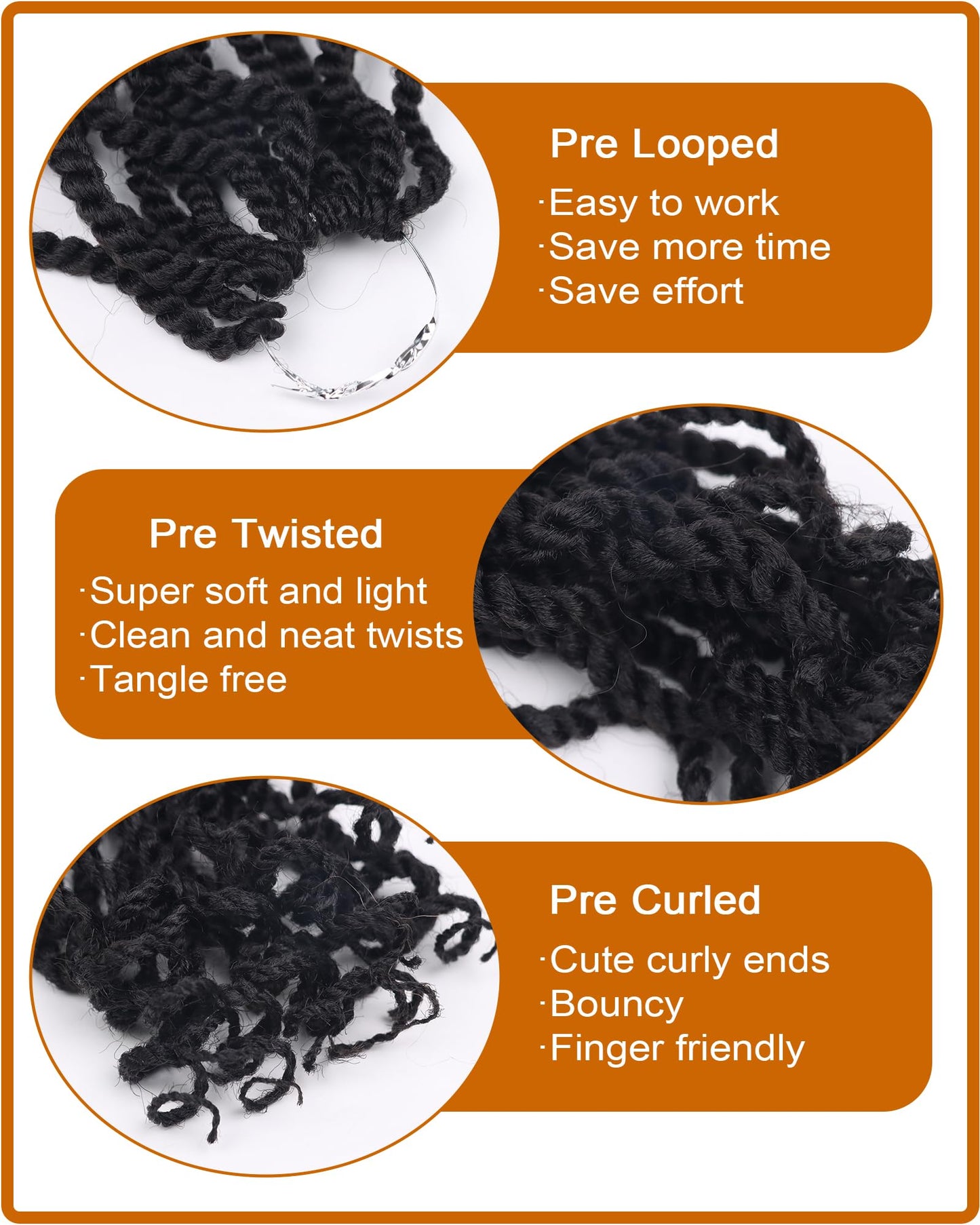 6 Inch Wavy Senegalese Twist Crochet Hair Color 2 Short Crochet Braids for Black Women 8 Packs Pre Looped Bob Kinky Twist Crochet Hair with Curly Ends for Kids (6 Inch,2)
