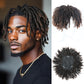 BECUS Dreadlock Hair Topper for Men Afro Synthetic Toupee with Bangs Short Braided Dreads Lock Wiggy Topper for Daily Wear Cosplay Halloween Party (Brown)
