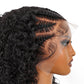 SUPERNOVA Curly Human Hair Wig 13x4 Lace Front Wigs Human Hair Half-Cornrows Half-Deep Curly Wig Pre Plucked Pre Styled Braid Wigs For Black Women 200 Density 16 Inch