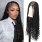 Olymei 360° HD Full Lace Front Knotless Braided Wigs for Black Women Boho Braided Wigs with Baby Hair Box Braid Wig Premium Synthetic Braid Lace Front Wig with Curly End Black 36"
