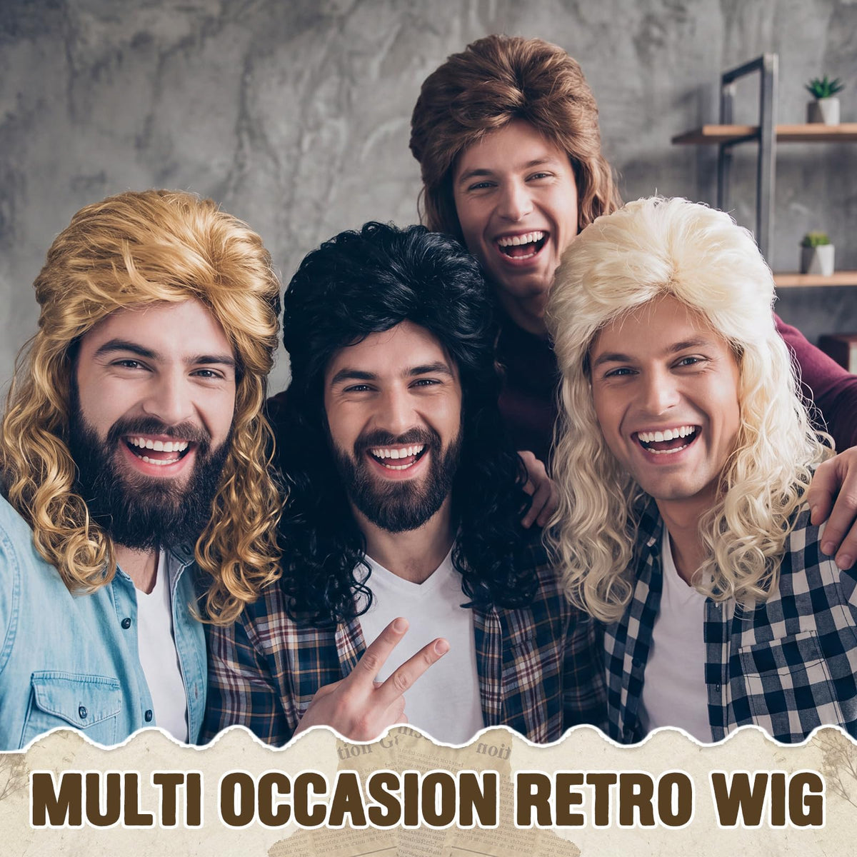 Suncalla 6 Set Mullet Wigs for Halloween Party Multi-color