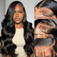 Body Wave Lace Front Wigs Human Hair Pre Plucked 13x6 Lace Front Wigs Human Hair Real 180% Density HD Transparent Frontal Glueless Wigs Human Hair for Women with Baby Hair 24 Inch Natural Black