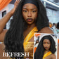 FANCEE Yaki Wavy Headband Wigs Black Kinky Straight Wear and Go Wig with Curly Wavy Ends for Mom on the Go Synthetic Headband Blow Out Style Natural Hair Wig for Black Women