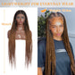Alebery 36" Full Lace Criss Cross Knotless Box Braided Wigs for Black Women Knotless Box Braids Lace Front Wig with Baby Hair Lightweight Synthetic Light Brown Cornrow Braided Wigs (1B/27)