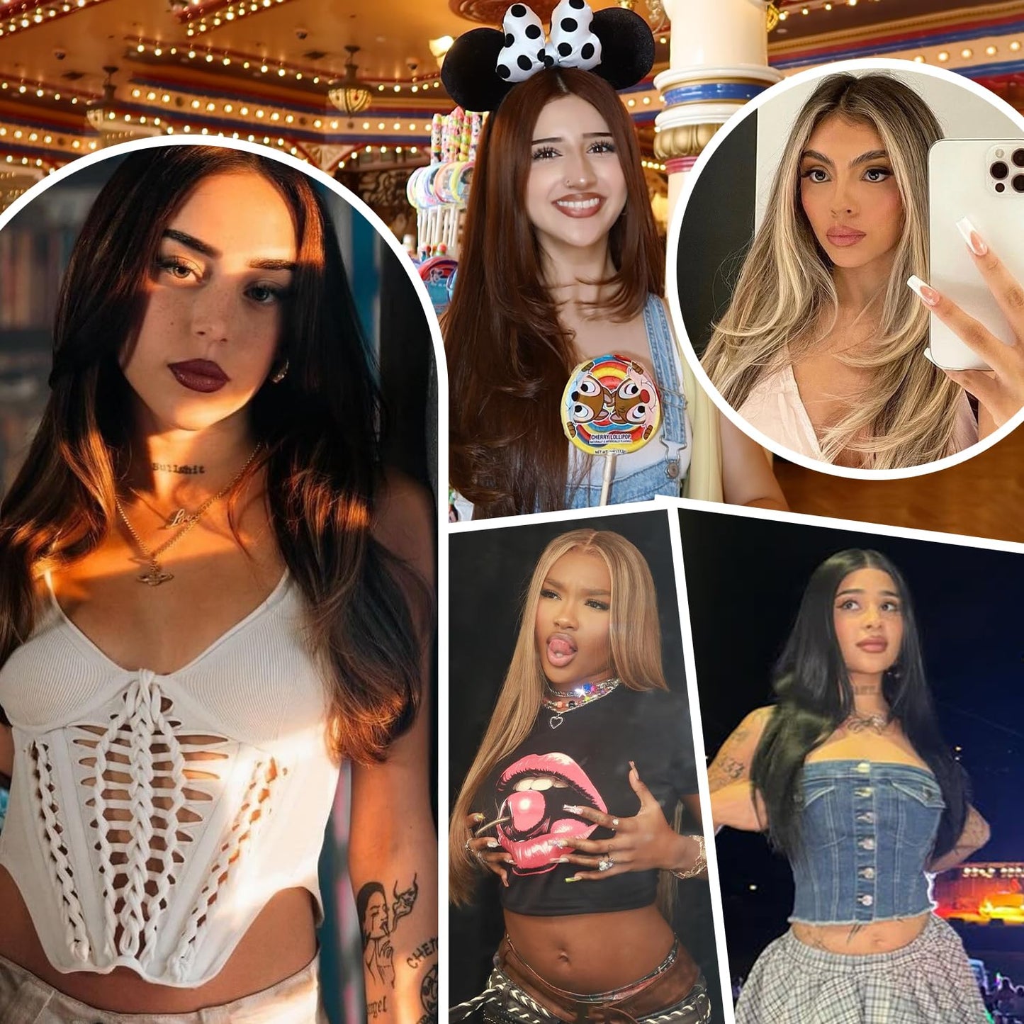 NOSTALGIA Brown Highlight Wear and Go Glueless Wigs Pre Plucked Pre Cut for Beginners Synthetic Lace Front Wigs For Woman Long layered Straight 24 Inch Brown Highlights 3 Seconds to Wear