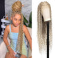 Kalyss HD Full Lace Boho Braided Wigs for Women 360 Lace Front Twist Braided Wigs with Baby Hair Blonde Premium Synthetic Knotless Braid Wig 36"