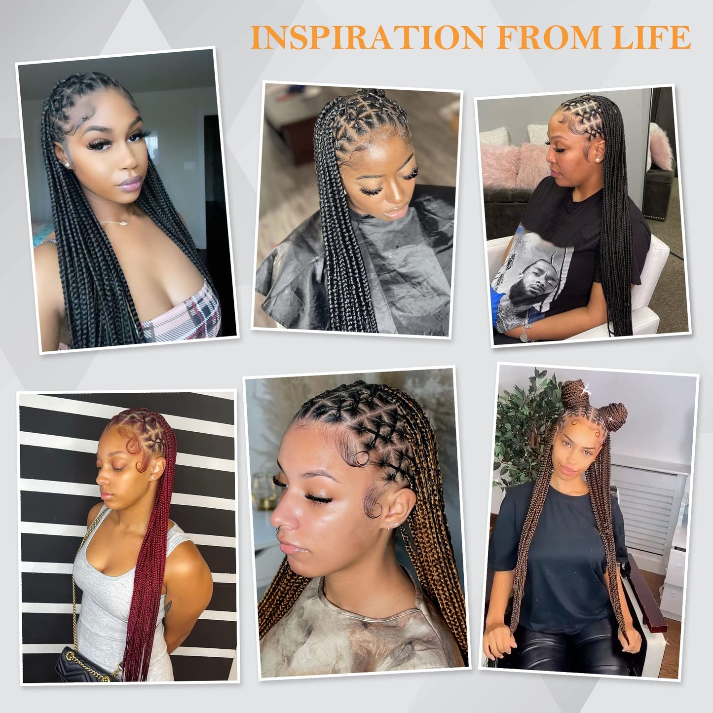 Alebery 36" Full Lace Criss Cross Knotless Box Braided Wigs for Black Women Knotless Box Braids Lace Front Wig with Baby Hair Lightweight Synthetic Burgundy Cornrow Braided Wigs (1B/BG)