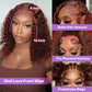 Punmasa 18 Inch Reddish Brown Curly Bob Wig Human Hair 13x6 Frontal Lace Wig 200% Density Lace Front Wigs Human Hair Pre Plucked Bob Wigs for Black Women 33#