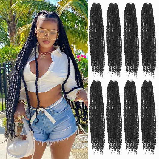 30 Inch Passion Twist Crochet Hair 8 Packs Long Passion Twist Hair Pre-Twisted, Pre Looped Ombre Passion Twists Crochet Passion Twist Hair Pretwisted Bohemian Crochet Hair 1B