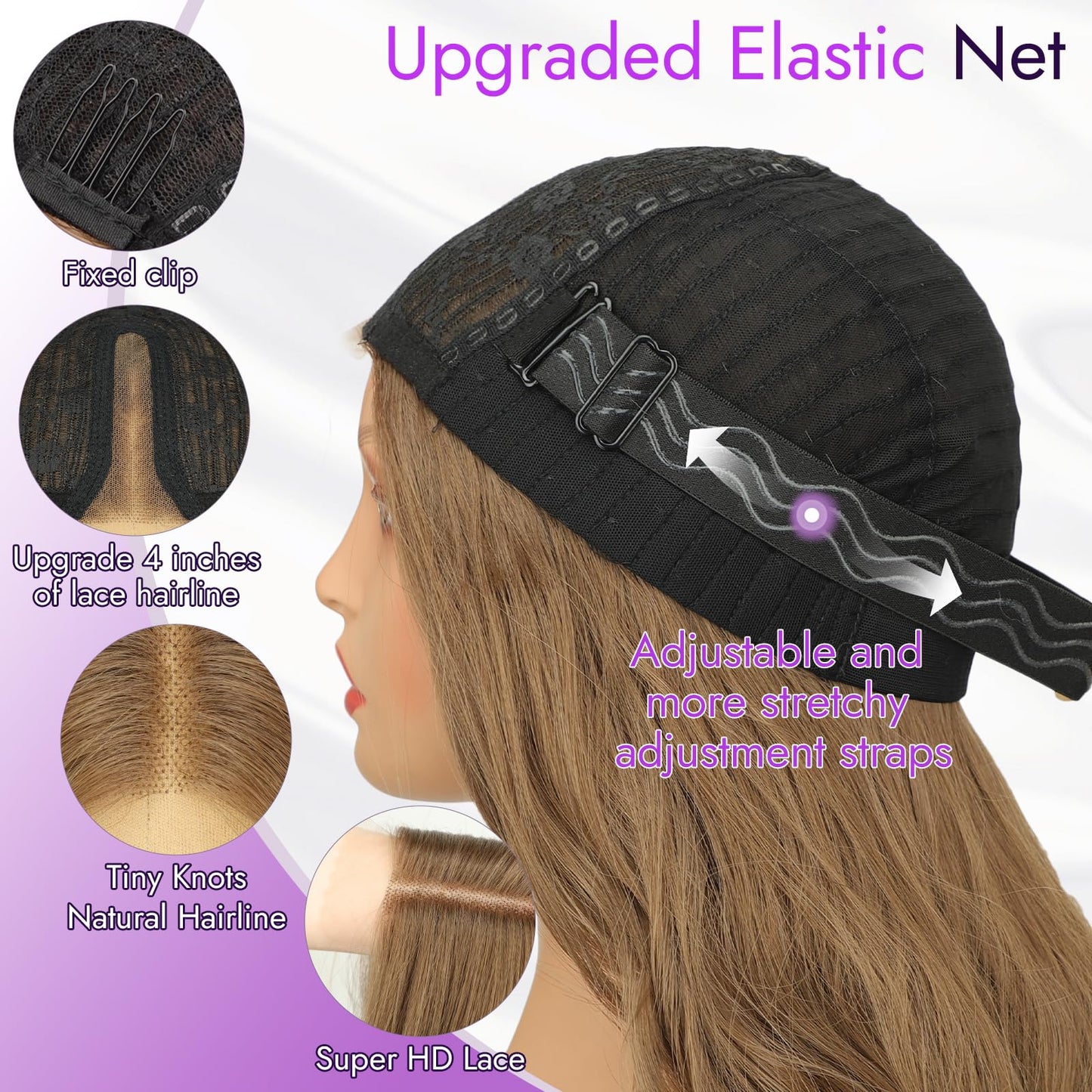 Eawwii Ash Brown Wig for Women Long Wavy 4x1 Lace Natural Hairline Glueless for Beginners Middle Part Synthetic for Daily Party Use 26Inch