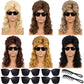 Suncalla 6 Set Mullet Wigs for Halloween Party Multi-color