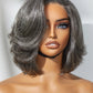 LUVME HAIR Salt & Pepper Layered Bob Glueless Pre-Cut Lace Wig Gray Wigs For Women Short Grey Hair Glueless Bob Wigs Pre Plucked Pre Cut Pixie Cut