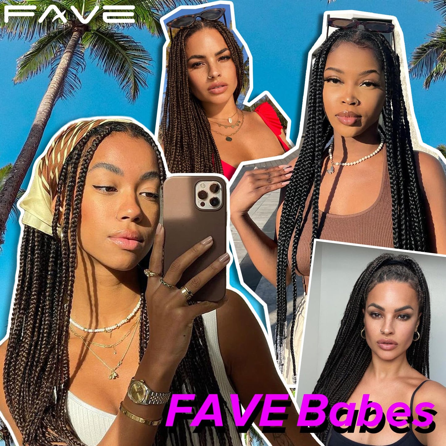 FAVE Braided Wig Box Braid Wig with Baby Hair Braided Wigs for Black Women Full Lace 28 IN Knotless Braided Wigs for Black Women Box Braid Wig for Small Head -1B