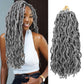6 Packs Goddess Faux Locs Crochet Hair 14 Inch Grey Crochet Hair for Black Women, Pre looped Gypsy locs Crochet Braids Mix Silver Grey Soft Wavy Dreadlocks Hair Extensions,MGrey