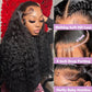 Gearina 13x4 Deep Wave Lace Front Wigs Human Hair 200 Density HD Transparent Lace Frontal Human Hair Pre Plucked Glueless Wigs Human Hair for Women Natural Black 28 Inch