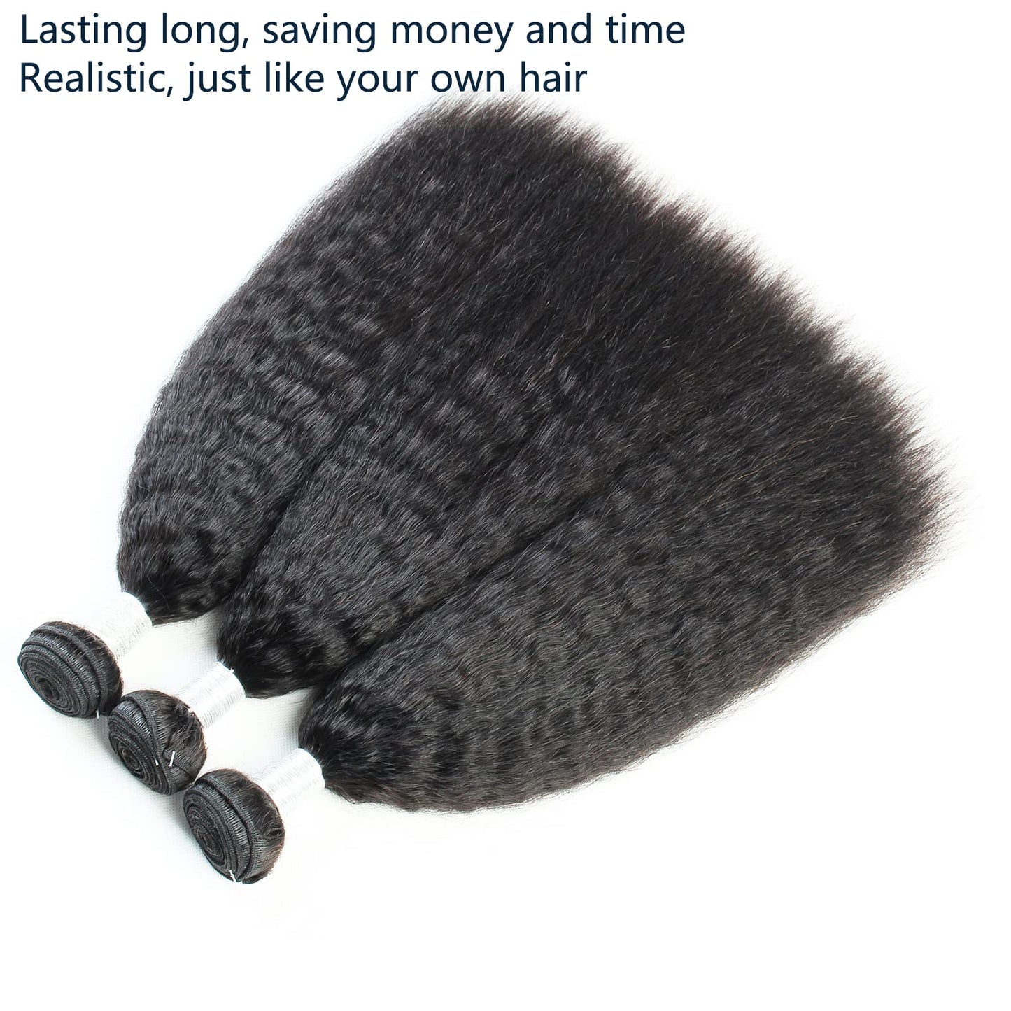 LINYINGYH Kinky Straight Bundles Brazilian Virgin Hair 3 Bundles Weave 20 20 20 inch Natural Hair Bundles Yaki Straight 100% Unprocessed Remy Human Hair Bundles Extensions 12A