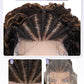 Quantum Love Braided Wigs for Black Women Braids Cornrows Lace Curly Wigs 16 Inch Lace Frontal Braided Fully Curly Bob Synthetic Glueless Wig （Mix Blonde）