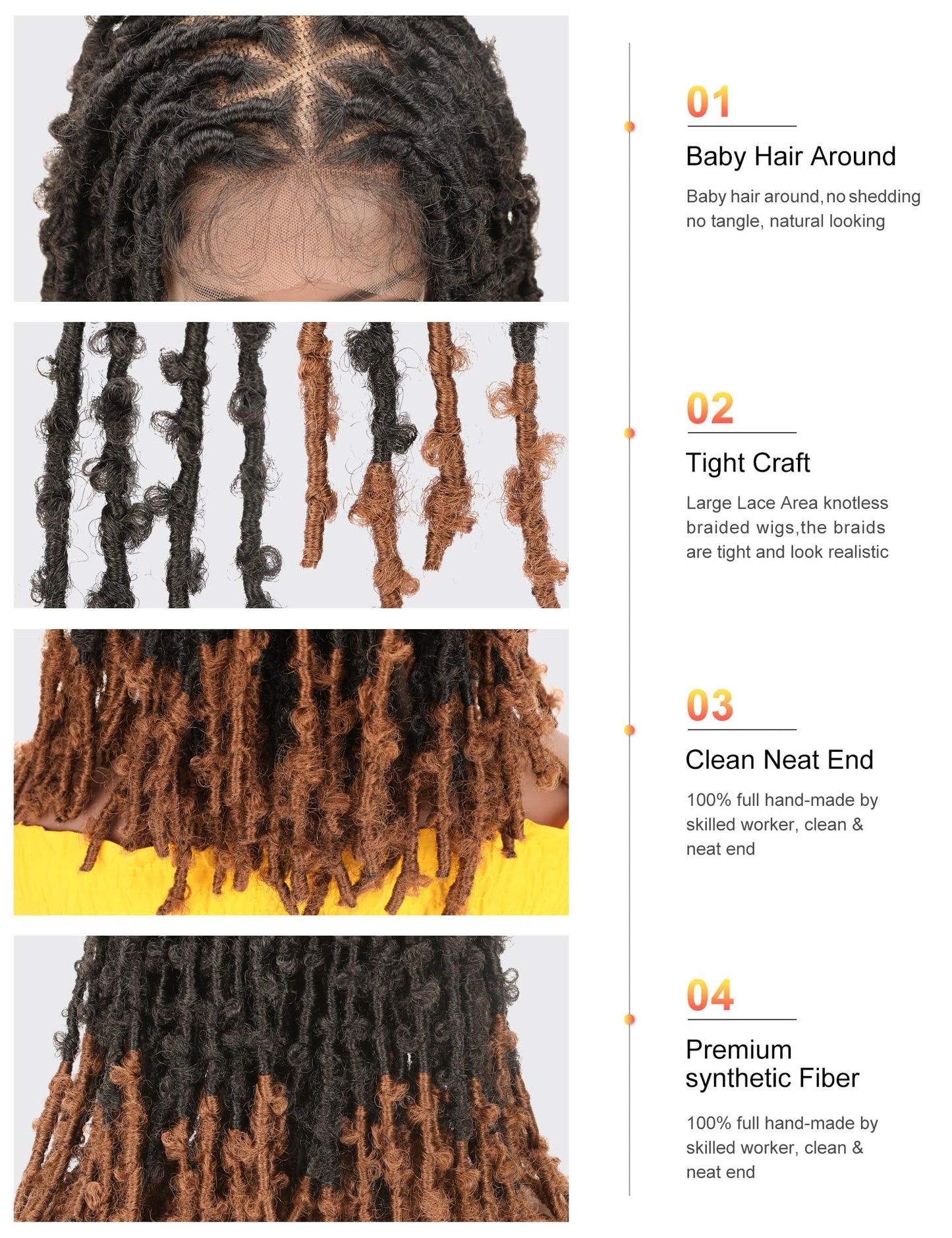 BEART Butterfly Locs Wig Braided Wigs for Black Women, 14 inch Full Lace Butterfly Locs Crochet Hair Short Braided Lace Front Wig with Baby Hair, Synthetic Box Braid Wig Faux Locs Wigs Dreadlock Wig