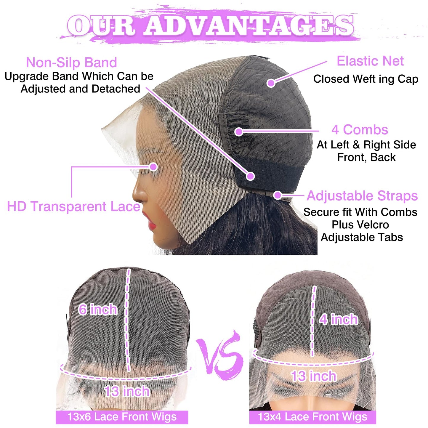 250% Density Deep Wave Lace Front Wigs Human Hair Curly Wig 13X6 Wet and Wavy HD Lace Front Wig Pre Plucked 100% Real Human Hair No Synthetic Blend No Tangle No Shedding Triple Lifespan 3X 32 Inch