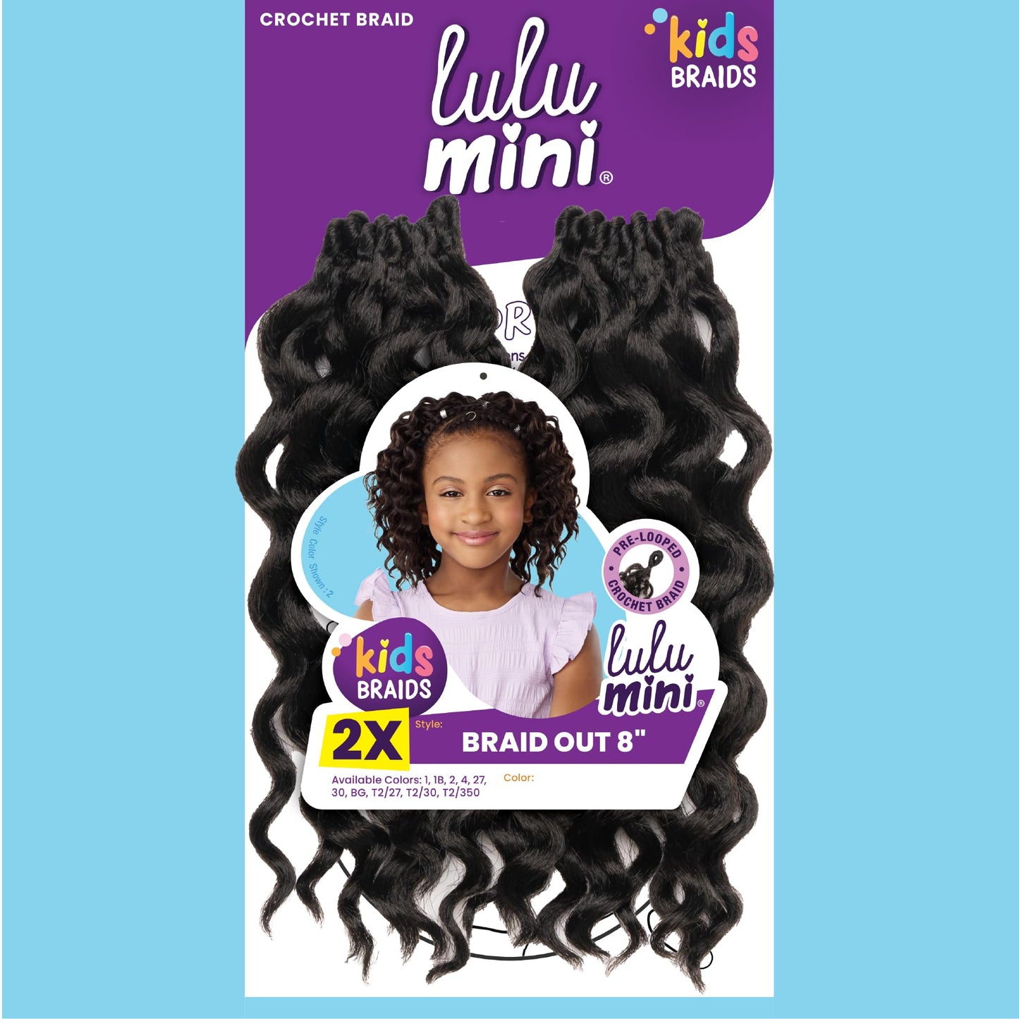 Sensationnel Lulumini crochet kids braids - 2x braid out 8 inch flame safe synthetic braiding hair (4 MEDBROWN)