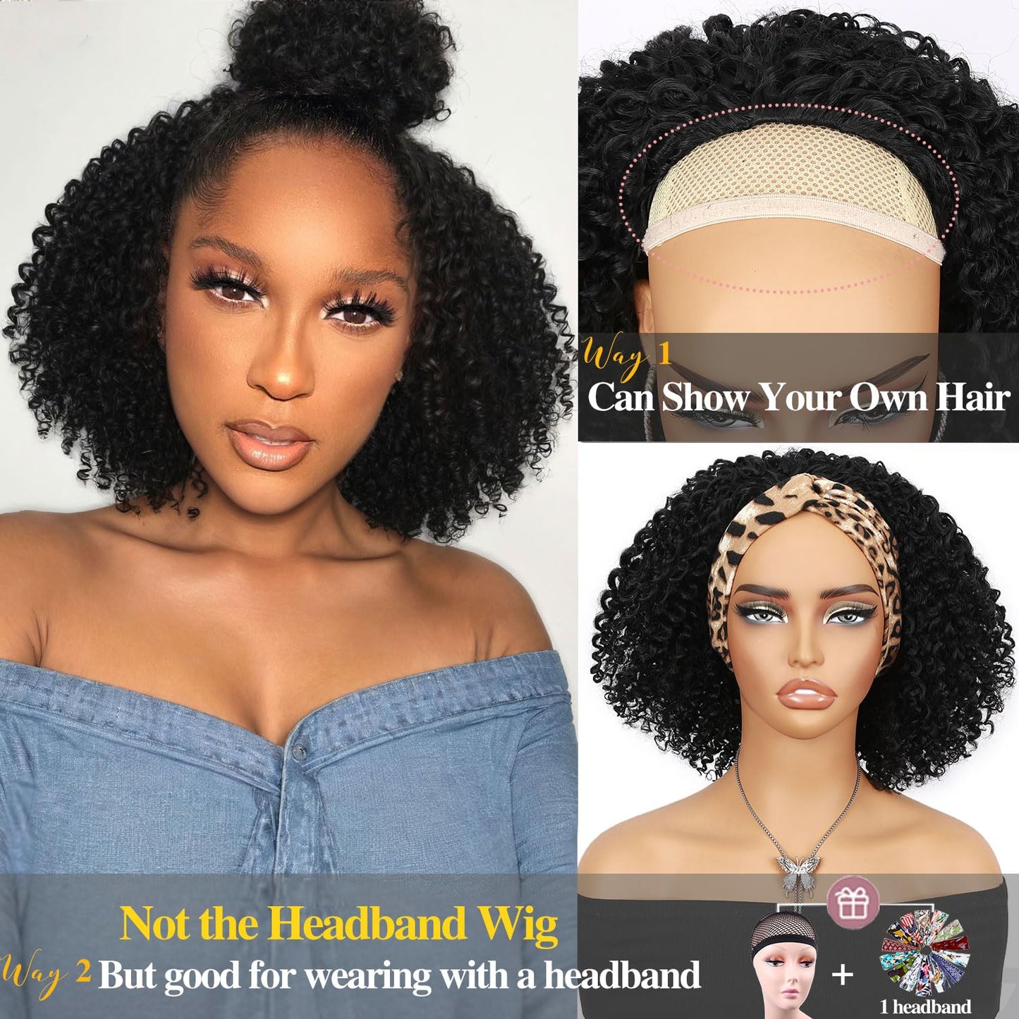 Fancy Hair Afro Wig Afro Kinky Wigs Short Curly Half Wig Heat Resistant Fiber Synthetic Party Cosplay Half Wigs for Women Nature Black
