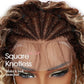 Fancy Hair Braided Wig Cornrow with Curly Hair Wig HD Lace Front with Baby Hair Pre Plucked Glueless Transparent 13x4 Inch Lace Frontal Wig for Black Women (Ombre Blonde, 16 inches)