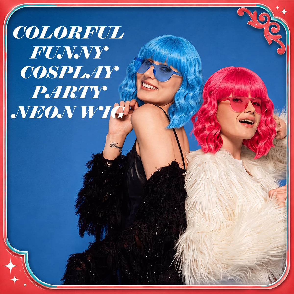 Suncalla 6 Set Wavy Bob Wigs for Halloween Party Colored