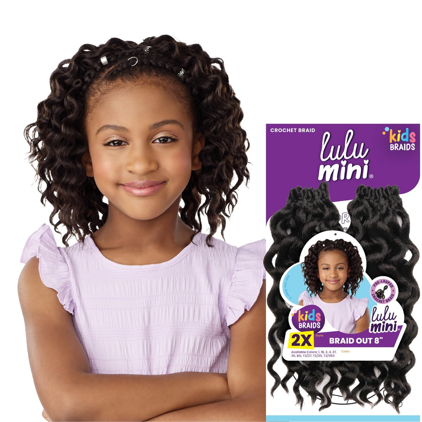 Sensationnel Lulumini crochet kids braids - 2x braid out 8 inch flame safe synthetic braiding hair (4 MEDBROWN)