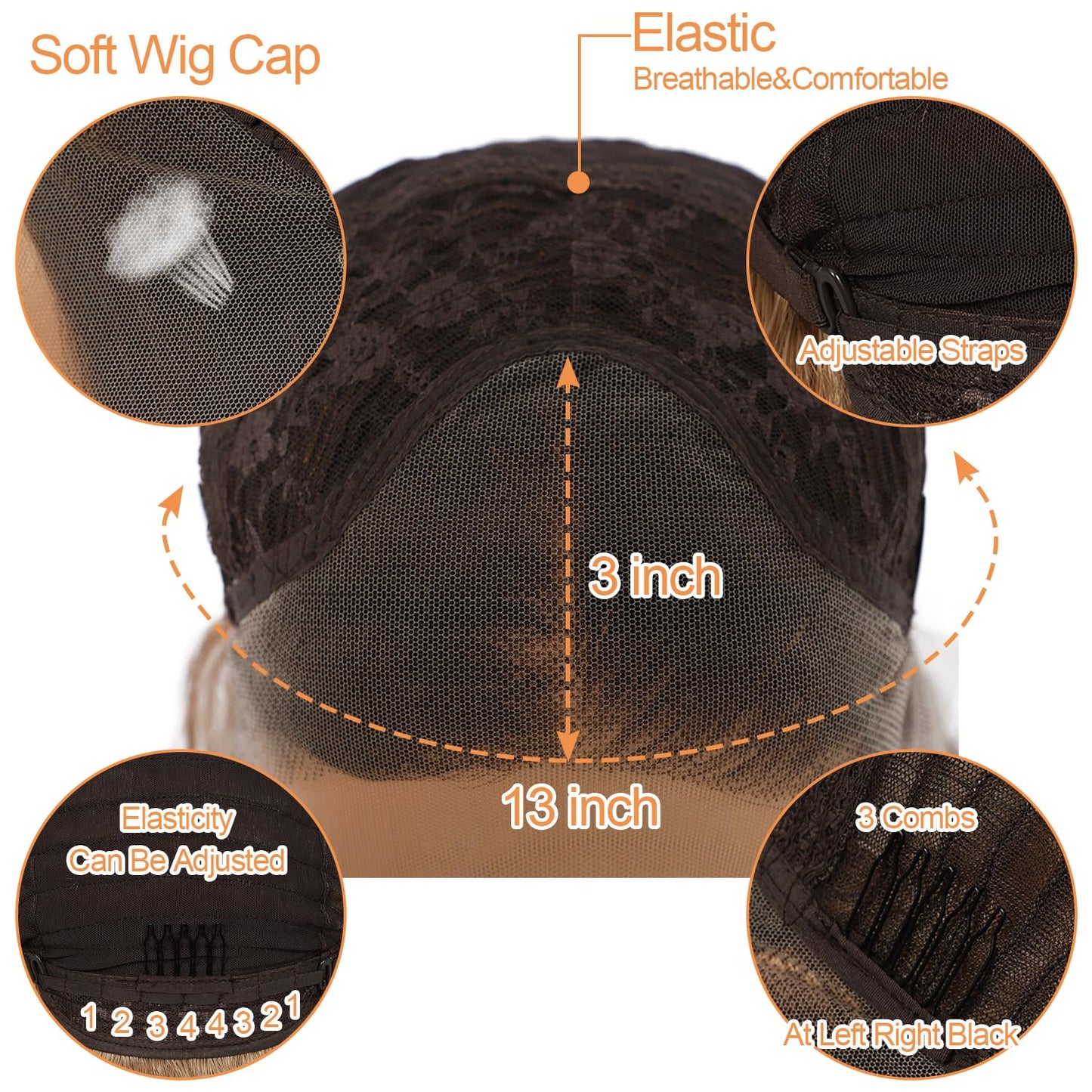 SAPPHIREWIGS Brown Lace Front Wigs Long Body Wave Pre-plucked Hairline Brown Wig with Ash Blonde Tips Synthetic Wigs for Women Heat Resistant Fiber Hair Daily Party Use 26inch