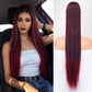 ORSUNCER Drawstring Ponytail Extension, Long Straight Pony Tails Hair Extensions Natural Soft Clip in Ponytail for Women Synthetic Hairpieces Omber Burgundy