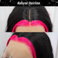 Fugady Black With Pink Highlight Body Wave Glueless Wig 13x4 Highlighted Heat Resistant Synthetic Lace Front Wig Pre Plucked 200 Density Loose Wave Wig With Baby Hair Colorful Wigs For Women 26 inch