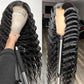 YruYptpaln Deep Wave Lace Front Wigs Unice Hair Glueless Wigs Wet and Wavy Lace Front Wigs Middle Part Wigs for Black Women(Black, One Size)
