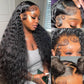 ANDRIA 13x4 Lace Front Wigs 200 Density Deep Wave Wig Black Curly Wig Pre-Plucked Glueless Lace Frontal Wigs Lace Front Wig with Baby Hair Heat Resistant Synthetic Hair Deep Curly Long Wigs 26 Inch