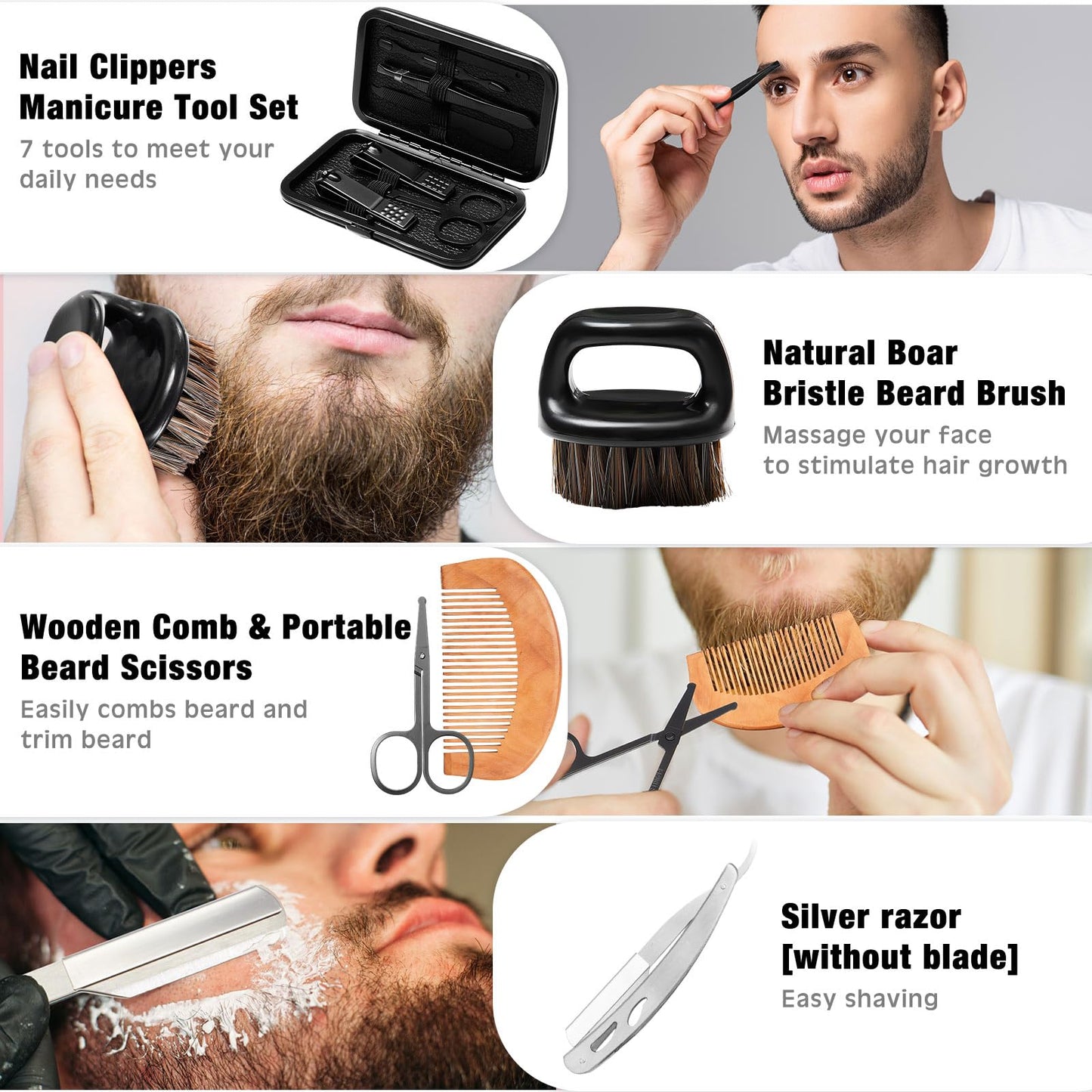 Nuogo 15 Pcs Birthday Gifts for Men Beard Care Set for Him Dad Birthday Gifts Basket Ideas Kit for Men Tumbler Bath Robe for Father's Day Dad Husband Boyfriend Box(Unhooded,Wine Red)