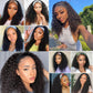 Semicaop Curly Headband Wig Human Hair 16 Inch Headband Wigs for Black Women Human Hair Glueless Wear and Go Human Hair Headband Wig Curly 150% Density Natural Black