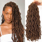14 Inch Wavy Gypsy Locs Crochet Hair 6 Packs Brwon Goddess Faux Locs Crochet hair African Roots Synthetic Braiding Hair Extensions for Black Women, 30#