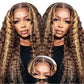 PYY 4/27 Highlight Glueless Deep Wave Wig Human Hair, 5x5 HD Lace Wear and Go Pre Plucked Pre Cut Wig for Women, Beginner Friendly, Natural Hairline, No Glue Needed 20Inch