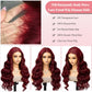 Munx Long 32in Lace Front Wigs Human Hair 180% Density Thick 13x4 Body Wave Wig Wine Red Glueless HD Frontal Wigs Human Hair for Women Bleached Knots