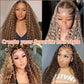 Honey Blonde 13x6 Deep Wave Lace Front Wigs Human Hair 22 inch 4/27 Highlight Ombre Deep Wave HD Transparent Lace Front Wigs Pre Plucked 200% Density Wet And Wavy Curly Lace Frontal Wig for Women
