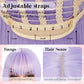 NOVFLKW Light Purple Long Straight Layered Wig with Bangs for Women 26 inch Put on Go Realistic Synthetic Fiber Heat Resistant Natural Wig for Girls Party Cosplay and Daily Use