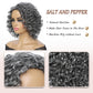 HUA Salt and Pepper Grey Wigs Human Hair for Black Women Glueless Deep Wave Grey Human Hair Wig for Older Women Gray Wigs for Mom Mixed Little Synthetic Bob Wear and Go Glueless Gray Wig
