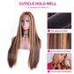 Design Hair Products Women Middle Highlights Wigs Long Part for Synthetic Brown Blonde Straight Mixed wig Osier Hair（A，16)