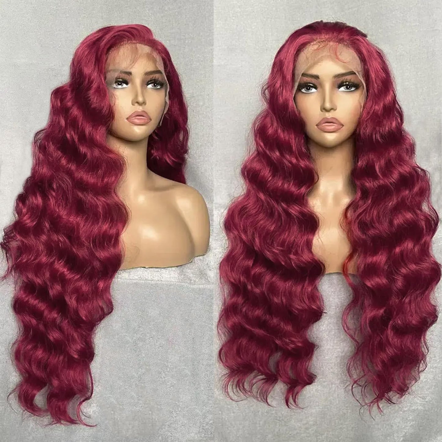 Munx Long 32in Lace Front Wigs Human Hair 180% Density Thick 13x4 Body Wave Wig Wine Red Glueless HD Frontal Wigs Human Hair for Women Bleached Knots