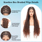 Olymei Boho Braided Wigs for Black Women Knotless Braided Wigs Box Braid Wig with Baby Hair Full Double Lace Ombre Brown Boho Braided Wig Premium Synthetic Lace Braided Wig,36" Double Lace