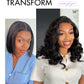 LUVME HAIR 100% Human Hair Wigs Loose Wave Glueless Lace Front 14 Inches, Pre Cut Plucked Hd Lace Short Wig Ready To Go Natural Color Straight Bleached Knots Side Part Black Wigs