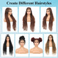 Olymei 360° HD Full Lace Knotless Braided Wigs for Black Women Boho Braided Wigs with Baby Hair Box Braid Wig Premium Synthetic Braid Lace Front Wig with Curly End Brown 36"