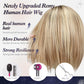 starluck Human Hair Wig Lace Front Wigs Real Human Hair Wigs For Women Wig Side Part 6"*5"*2" HD Lace Ombre Light Blonde Mixed Light Brown 12 Inch Realistic and Natural for Daily Party Use