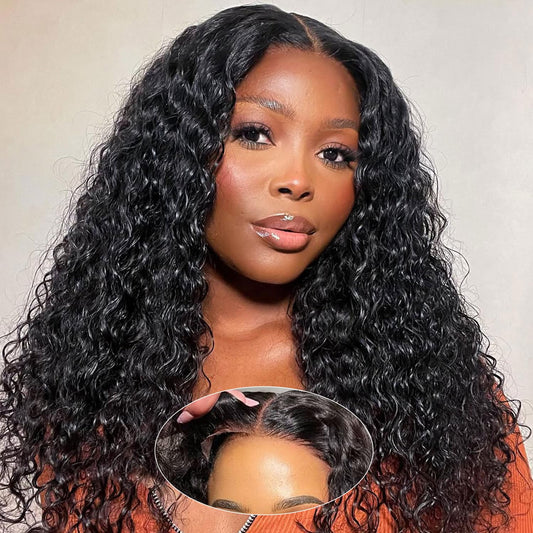 UCUVIC Wear And Go Glueless Wigs Human Hair Pre Plucked Pre Cut Curly 5x5 Jerry Curly Bob Wig Human Hair Lace Front Closure Wigs For Black Women 200 Density Curly Wig Glueless Wear And Go Black 18Inch